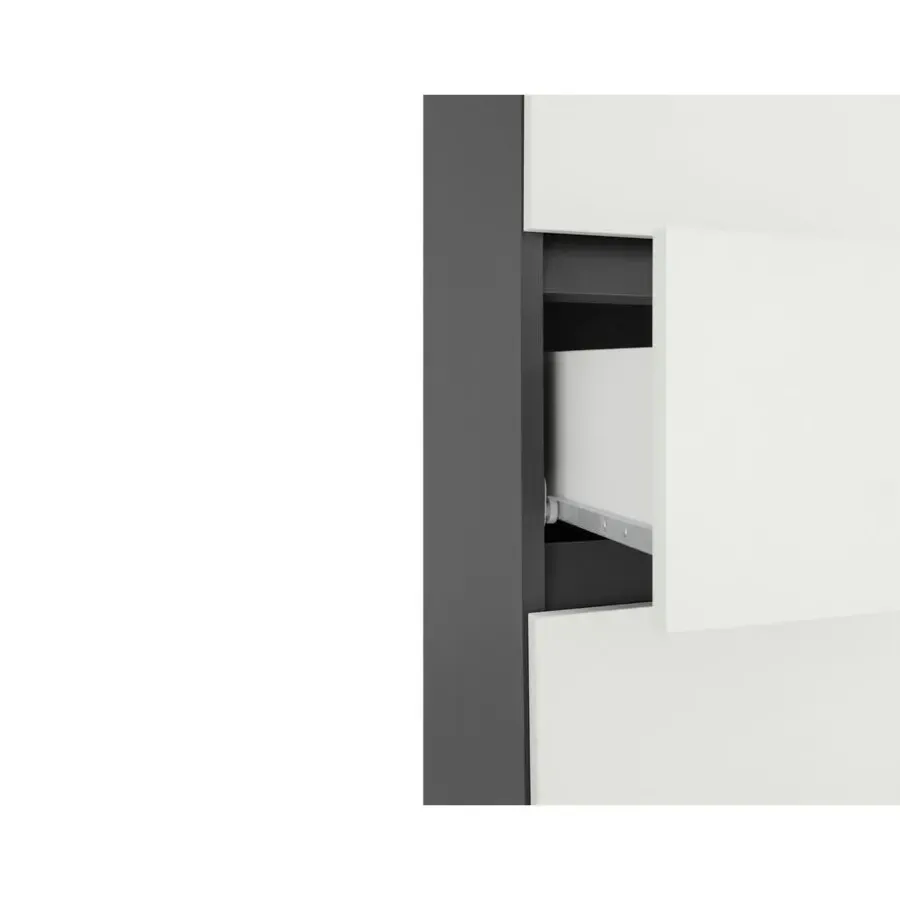 Hoge Kasten-Loft24 Wisla - Kast met 1 lade en 2 deuren in wit / antraciet spaanplaat