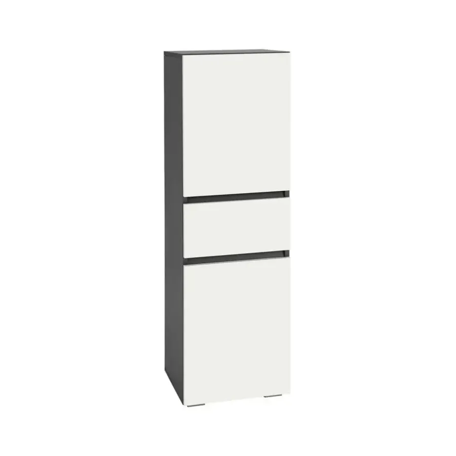 Loft24 Wisla - Midi-kast 1 lade, 2 deuren in wit/antraciet spaanplaat