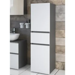 Loft24 Wisla - Midi-kast 1 lade, 2 deuren in wit/antraciet spaanplaat