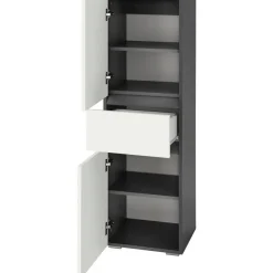 Loft24 Wisla - Midi-kast 1 lade, 2 deuren in wit/antraciet spaanplaat