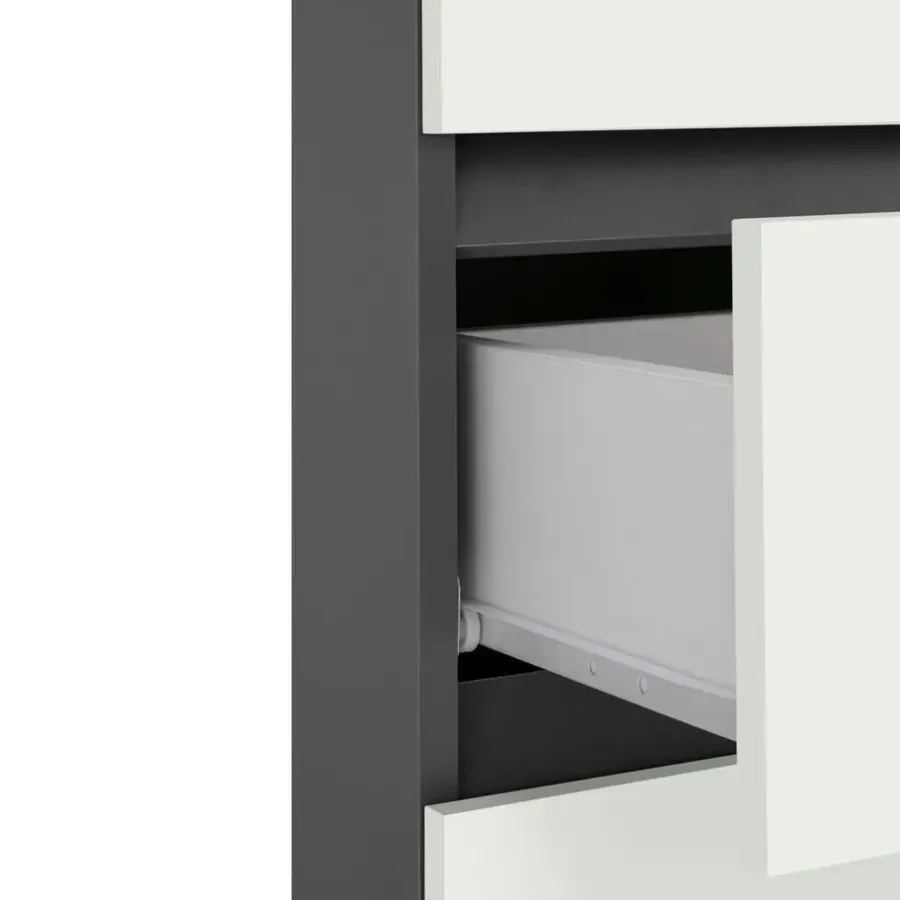 Loft24 Wisla - Midi-kast 1 lade, 2 deuren in wit/antraciet spaanplaat