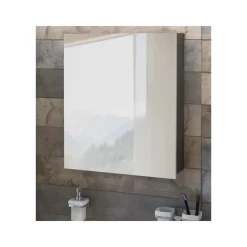 Spiegelkasten-Loft24 Wisla - Wandkast met spiegel wit / antraciet spaanplaat