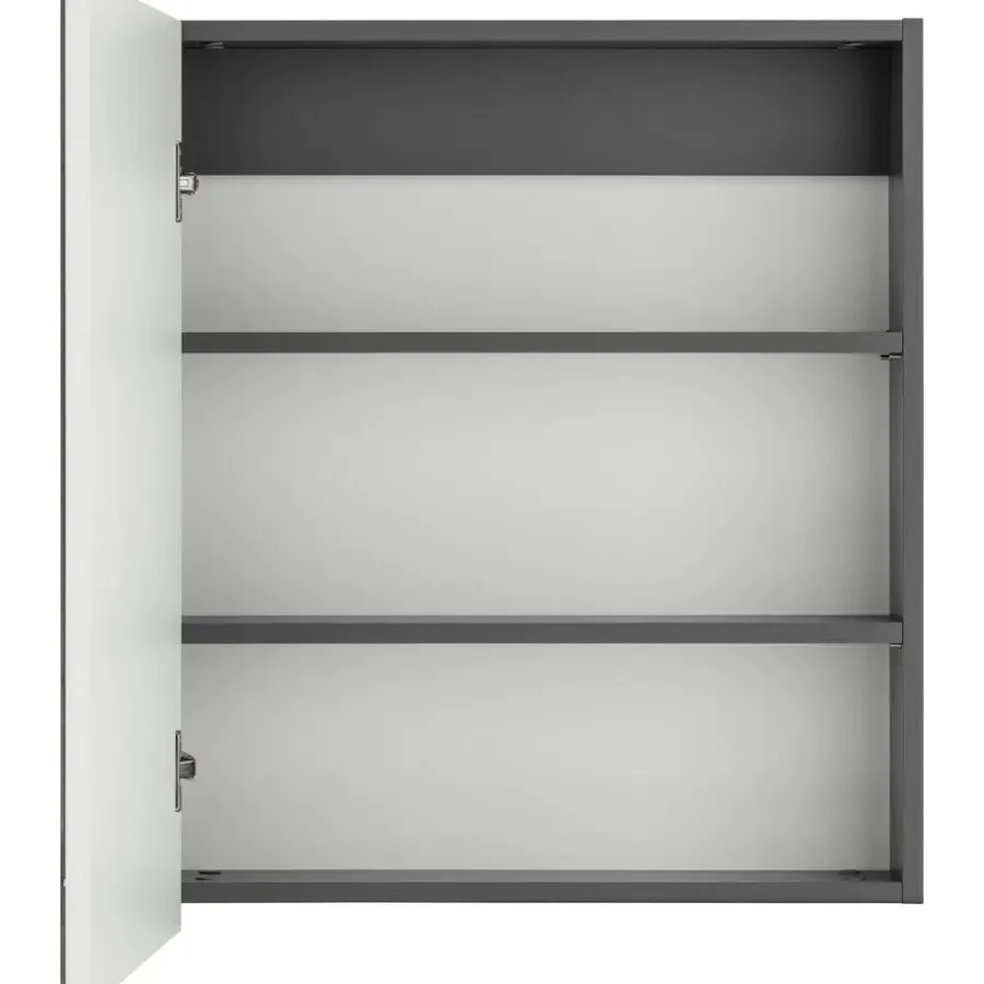 Spiegelkasten-Loft24 Wisla - Wandkast met spiegel wit / antraciet spaanplaat
