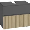 Dorel Home Wisla - Wastafelonderkast 60 cm met 1 klep 1 lade in antraciet eikenoptik