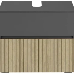 Dorel Home Wisla - Wastafelonderkast 60 cm met 1 klep 1 lade in antraciet eikenoptik