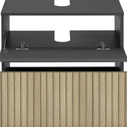 Dorel Home Wisla - Wastafelonderkast 60 cm met 1 klep 1 lade in antraciet eikenoptik