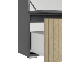 Dorel Home Wisla - Wastafelonderkast 60 cm met 1 klep 1 lade in antraciet eikenoptik