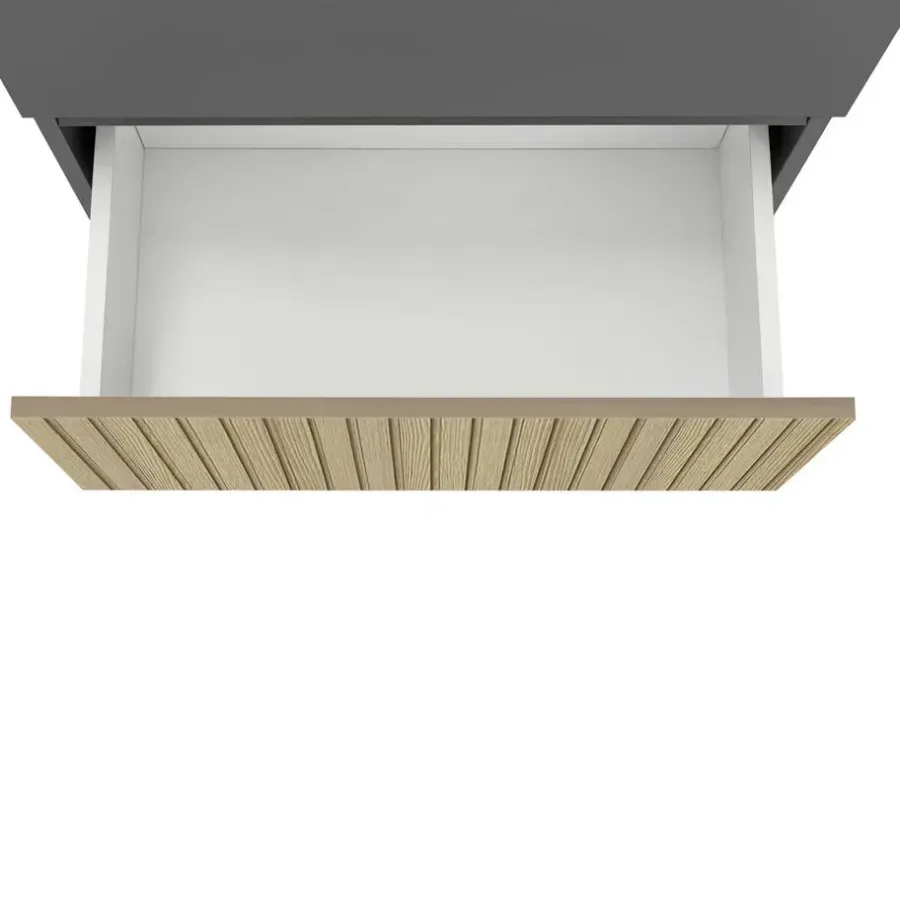 Dorel Home Wisla - Wastafelonderkast 60 cm met 1 klep 1 lade in antraciet eikenoptik