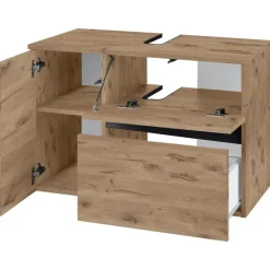 Wastafelkasten-Loft24 Wisla - Wastafelonderkast met 1 deur / 1 klep / 1 lade in eikenoptik