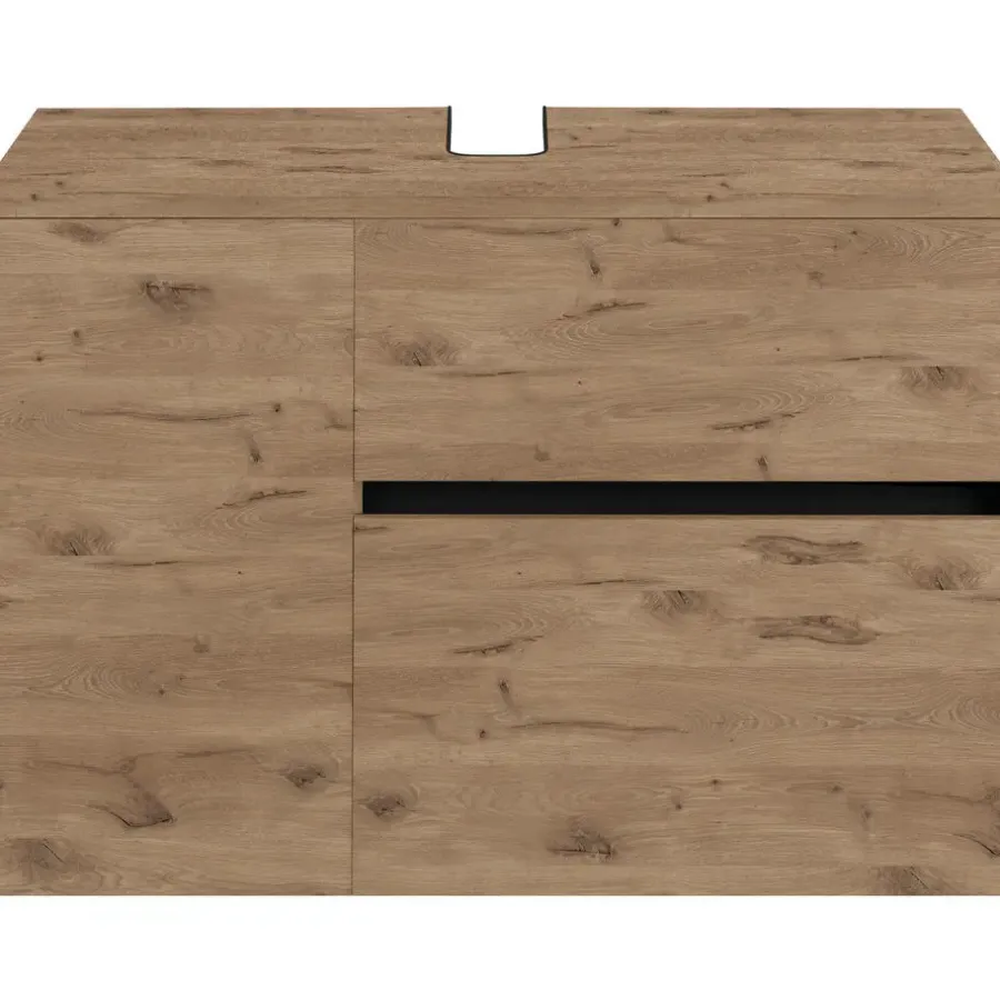Wastafelkasten-Loft24 Wisla - Wastafelonderkast met 1 deur / 1 klep / 1 lade in eikenoptik