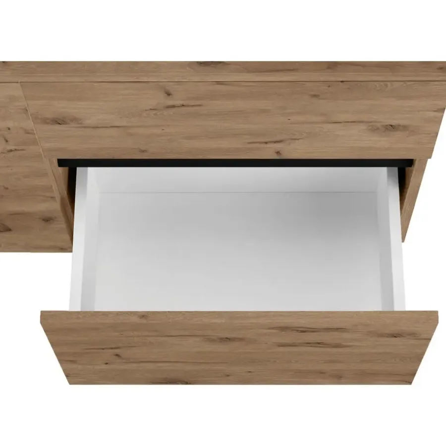 Wastafelkasten-Loft24 Wisla - Wastafelonderkast met 1 deur / 1 klep / 1 lade in eikenoptik