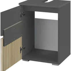 Wastafelkasten-Dorel Home Wisla - Wastafelonderkast 40 cm met 1 deur in antraciet eikenoptik