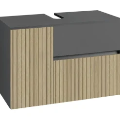 Dorel Home Wisla - Wastafelonderkast 80 cm met 1 deur 1 lade 1 klep in antraciet eikenoptik