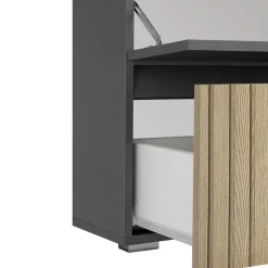 Wastafelkasten-Dorel Home Wisla - Wastafelonderkast 80 cm met 1 klep 1 lade in antraciet eikenoptik