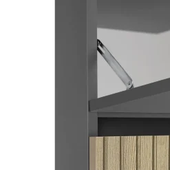 Wastafelkasten-Dorel Home Wisla - Wastafelonderkast 80 cm met 1 klep 1 lade in antraciet eikenoptik