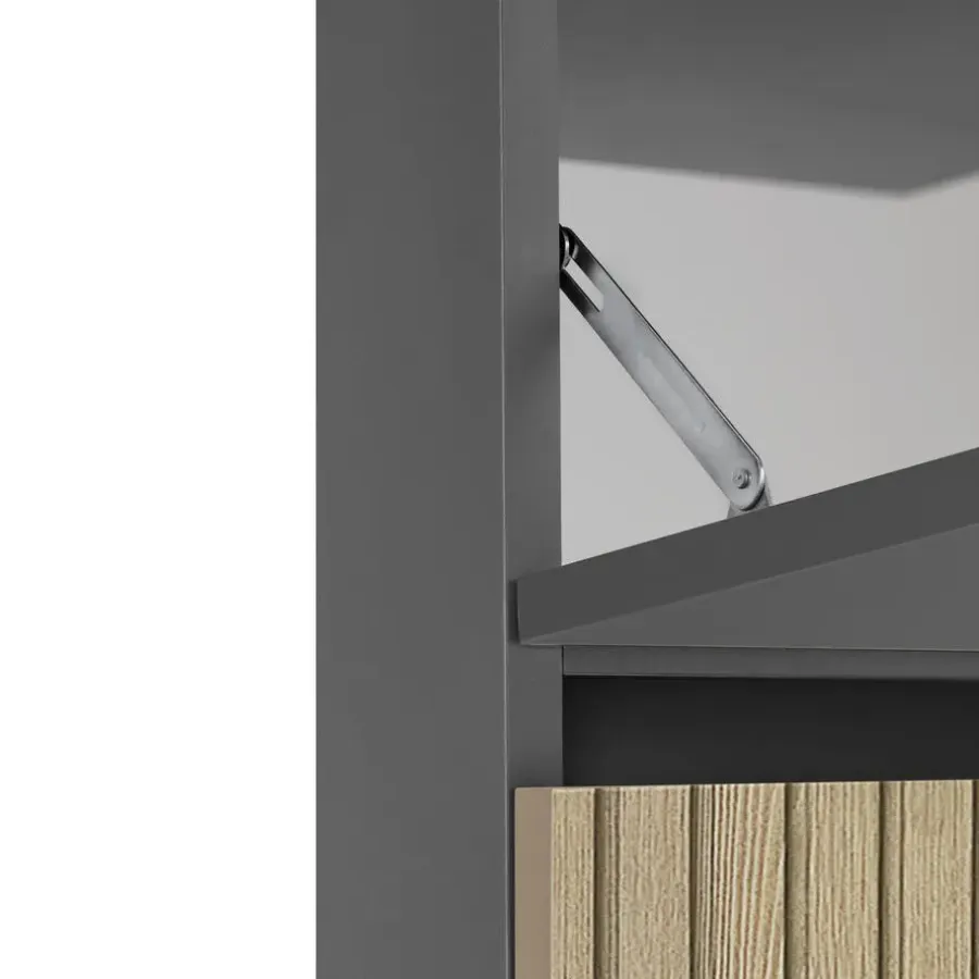 Wastafelkasten-Dorel Home Wisla - Wastafelonderkast 80 cm met 1 klep 1 lade in antraciet eikenoptik