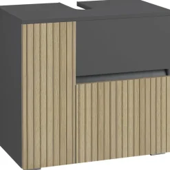Wastafelkasten-Loft24 Wisla - Wastafelonderkast met 1 deur / 1 lade / 1 klep in antraciet