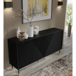Homlando WOODY dressoir 4D 180 cm mat zwart