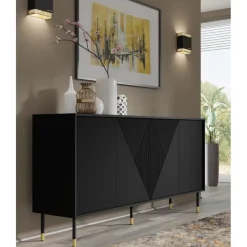 Homlando WOODY dressoir 4D 180 cm mat zwart
