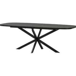 Ovale Eettafels-WOOOD Arros Eettafel Uitschuifbaar - Zwart - 75x180/220x90