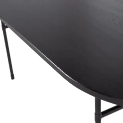 WOOOD Arthur Eettafel Ovaal Met H-Poot - Eikenhout - Zwart - 75x220x90