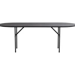 WOOOD Arthur Eettafel Ovaal Met H-Poot - Eikenhout - Zwart - 75x220x90
