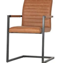 Eetkamerstoelen-WOOOD Bas Eetkamerstoelen - Pu - Cognac - Set van 6