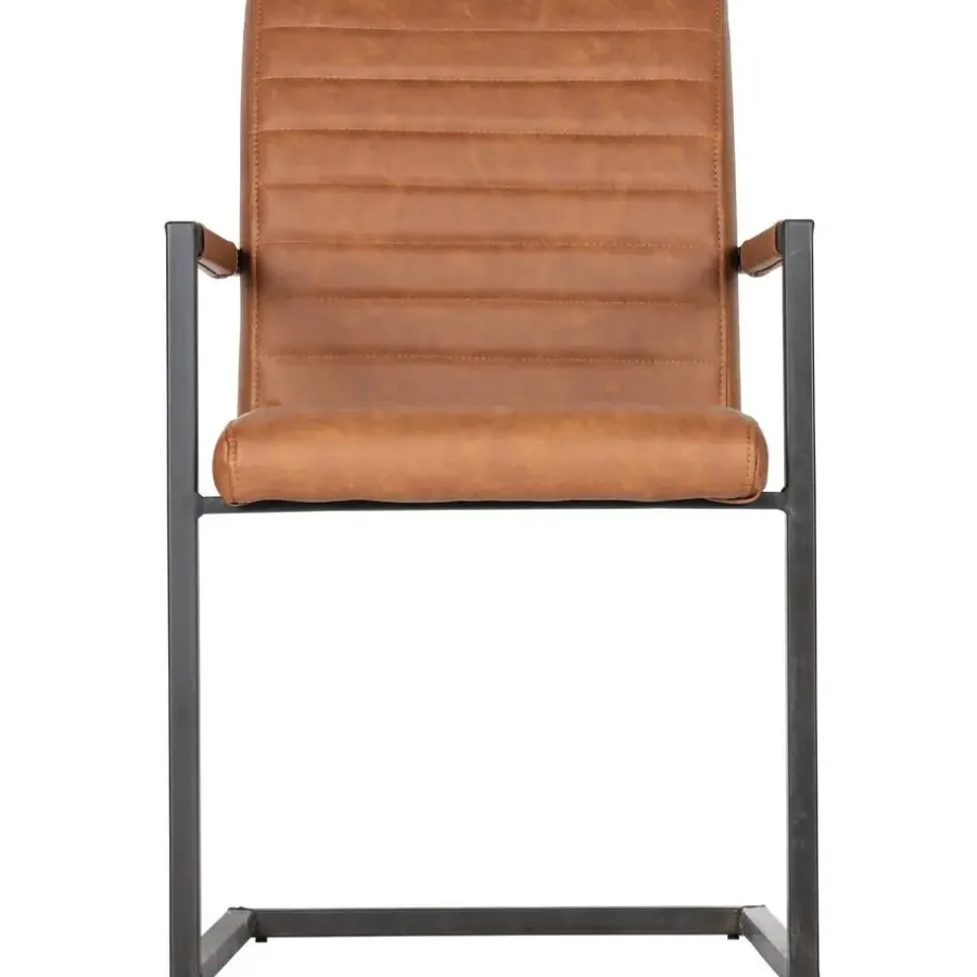Eetkamerstoelen-WOOOD Bas Eetkamerstoelen - Pu - Cognac - Set van 6