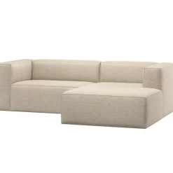 2,5 En 3-Zits Banken-WOOOD Bean Chaise Longue Bank Rechts - Melange - Beige - 73x254x178