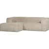 2,5 En 3-Zits Banken-WOOOD Bean Chaise Longue Bank Links - Ribstof - Travertin - 73x254x178