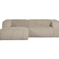 2,5 En 3-Zits Banken-WOOOD Bean Chaise Longue Bank Links - Ribstof - Travertin - 73x254x178