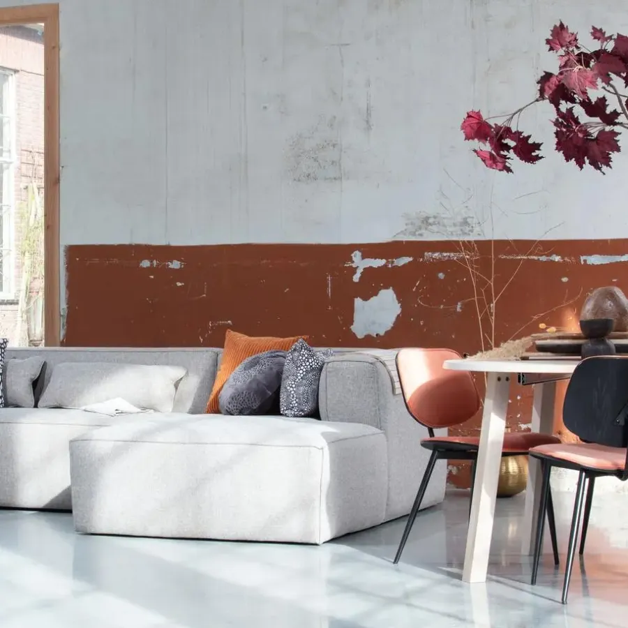 WOOOD Bean Hoekbank Incl. Kussens Rechts - Melange - Grijs - 73x305x96