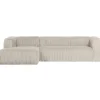 2,5 En 3-Zits Banken-WOOOD Bean Hoekbank Links - Ribstof - Naturel - 73x305x96