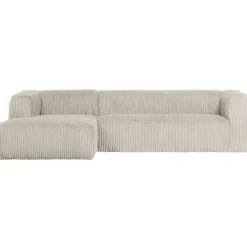 2,5 En 3-Zits Banken-WOOOD Bean Hoekbank Links - Ribstof - Naturel - 73x305x96