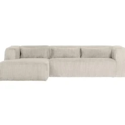 2,5 En 3-Zits Banken-WOOOD Bean Hoekbank Links - Ribstof - Naturel - 73x305x96