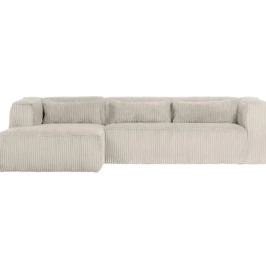 2,5 En 3-Zits Banken-WOOOD Bean Hoekbank Links - Ribstof - Naturel - 73x305x96