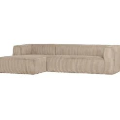 WOOOD Bean Hoekbank Links - Ribstof - Travertin - 73x305x96