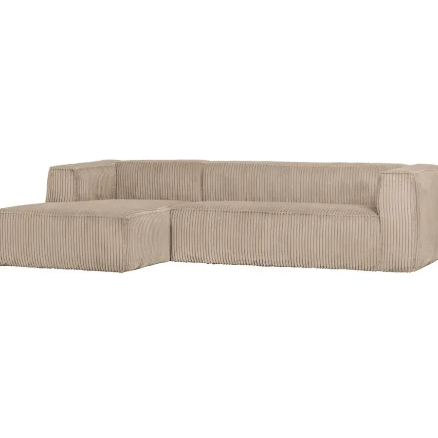 WOOOD Bean Hoekbank Links - Ribstof - Travertin - 73x305x96