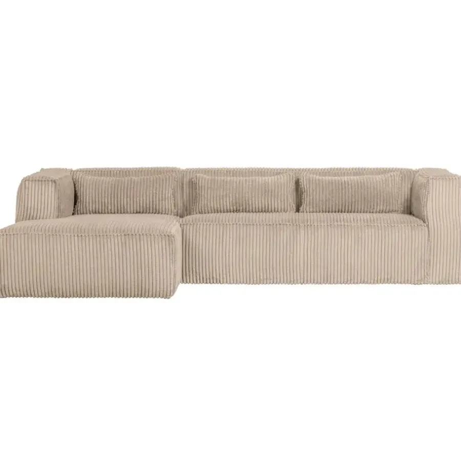 WOOOD Bean Hoekbank Links - Ribstof - Travertin - 73x305x96