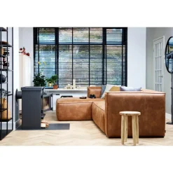 WOOOD Bean Hoekbank Links - Ecoleer - Cognac - 73x305x96