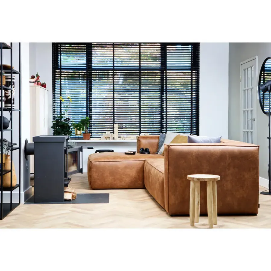 WOOOD Bean Hoekbank Links - Ecoleer - Cognac - 73x305x96
