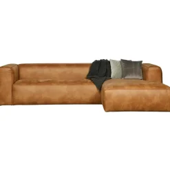 2,5 En 3-Zits Banken-WOOOD Bean Hoekbank Rechts - Ecoleer - Cognac - 73x305x96