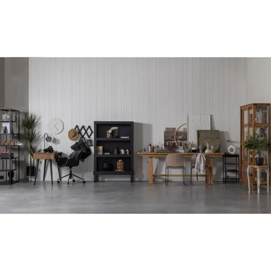 Wandkasten-WOOOD Bonk Open Kast - Grenen - Zwart - 160x103x37