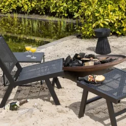 WOOOD Borre Kruk - Hout - Zwart - 40x28x28