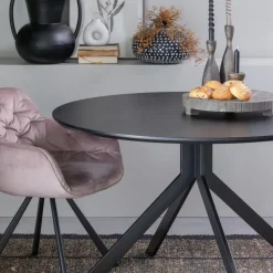 Ronde Eettafels-WOOOD Bruno Eettafel Rond - Mdf - Zwart - 75xØ120
