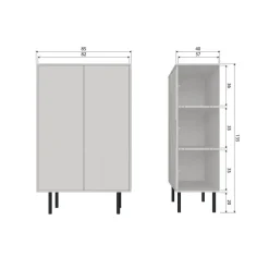 Wandkasten-WOOOD Cadiz Opbergkast - Grenen - Mist - 135x85x40