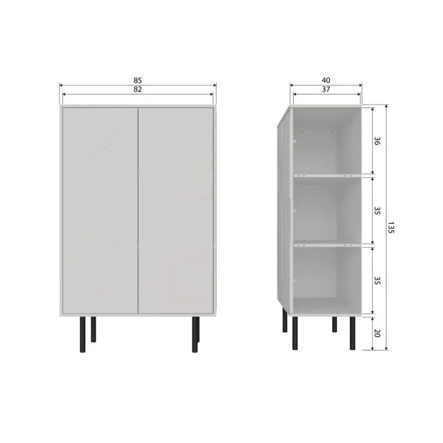 Wandkasten-WOOOD Cadiz Opbergkast - Grenen - Mist - 135x85x40