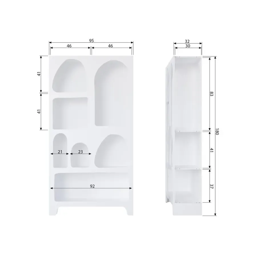 WOOOD Caz Vakkenkast - Plywood - Wit - 180x95x32