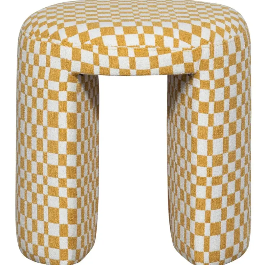 Krukjes-WOOOD Charlie Kruk - Polyester - Ruitjes - Geel