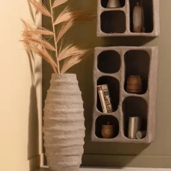 Wandrekken-WOOOD Clay Wandkastje - Papier Mache - Grijs - 70x45x23